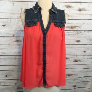 Double Zero Jean & Coral Vest Shirt